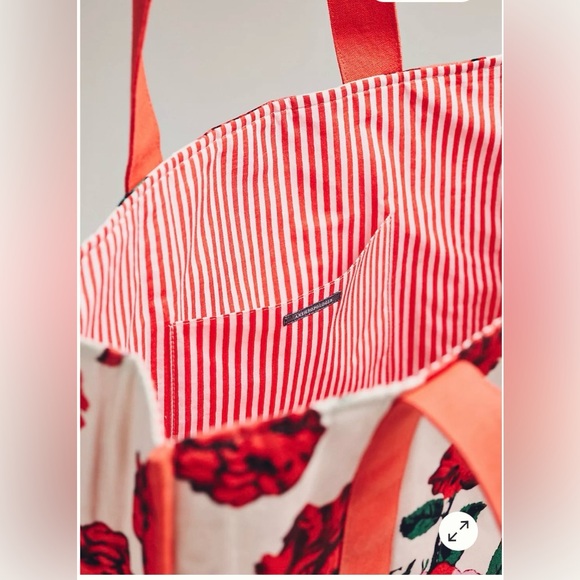 NEW Anthropologie Printed Canvas Flower Tote - Picture 3 of 4